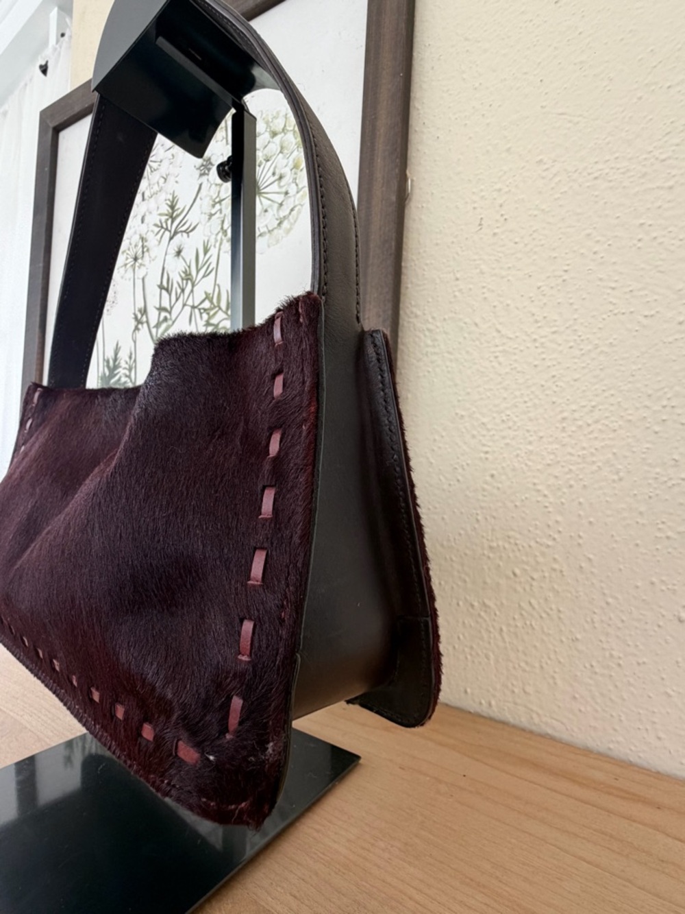 Rare Coach Calf Hair Shoulder Bag in Oxblood - Picture 2 of 5